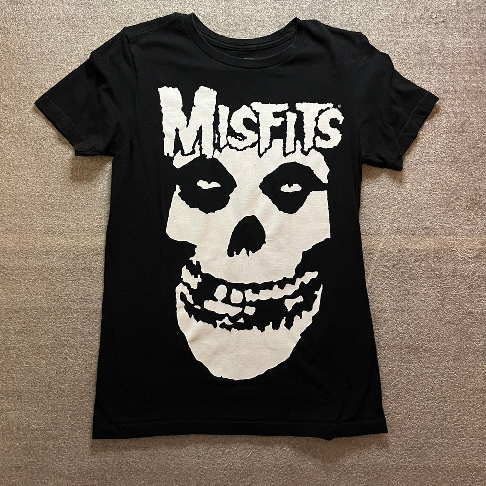 Misfits Fiend Skull Graphic T-Shirt Black Punk Rock Band Tee Mens Sm Skater